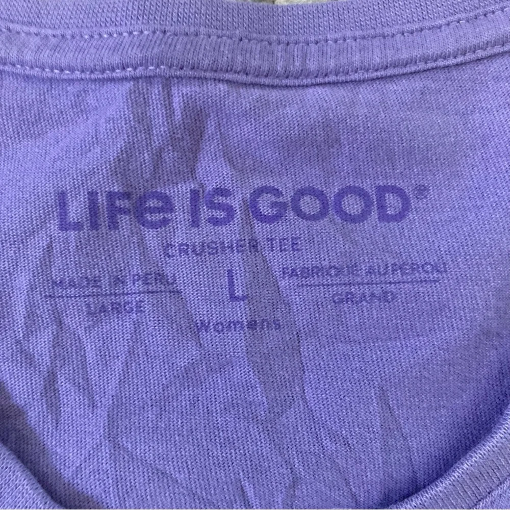 Life Is Good Women's Lavender V-Neck Tee size L 100%cotton - Picture 2 of 8